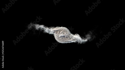 The smoke spreads from the center to the sides in a spiral motion. 3d animation
