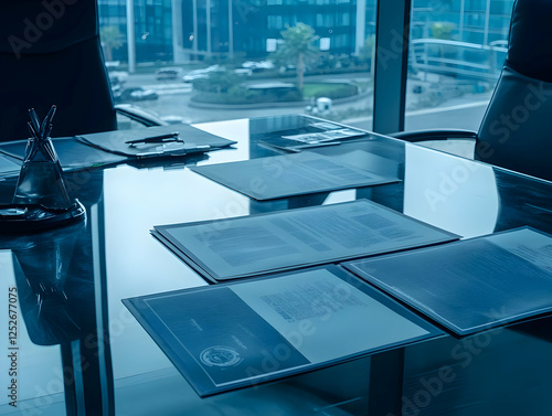 Office Documents on Glass D...