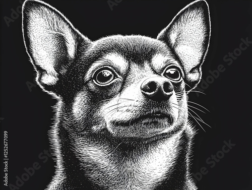 Chihuahua Dog Ink Illustration