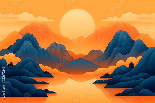Sunset Mountains Illustration