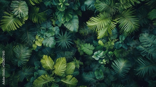 An aerial shot of a thick jungle canopy with no clear paths visible
