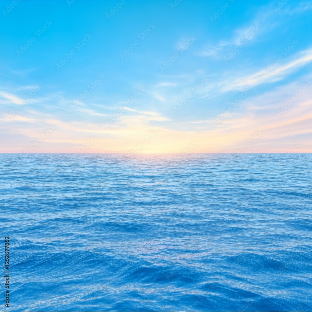 Obraz premium Serene Horizon Where Sea Meets Sky at Dawn with Gentle Waves