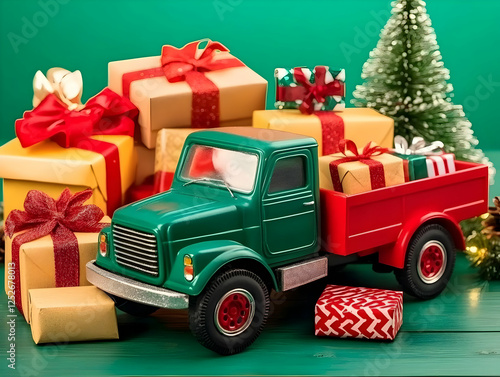 Green Toy Truck with Christ...