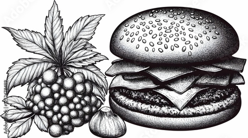 Engraved Burger Illustratio...