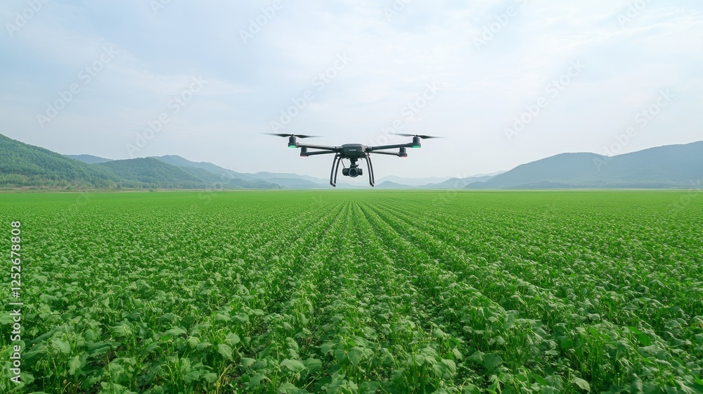 Drone Hovering Over Green Field with WiFi Technology Enabled Drone Hovering Over Green Field with WiFi Technology Enabled