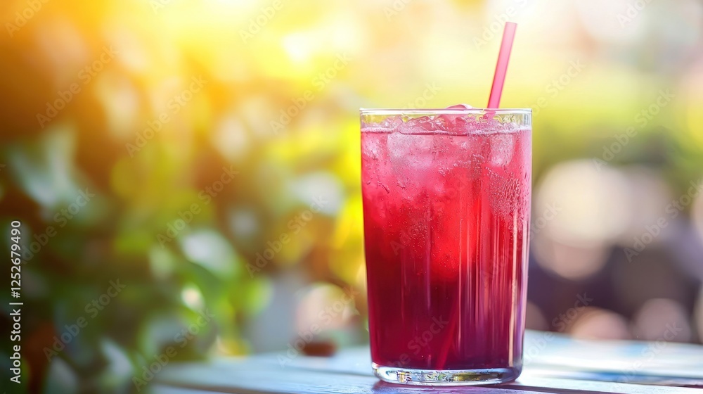 A refreshing glass of grape juice with a straw A refreshing glass of grape juice with a straw