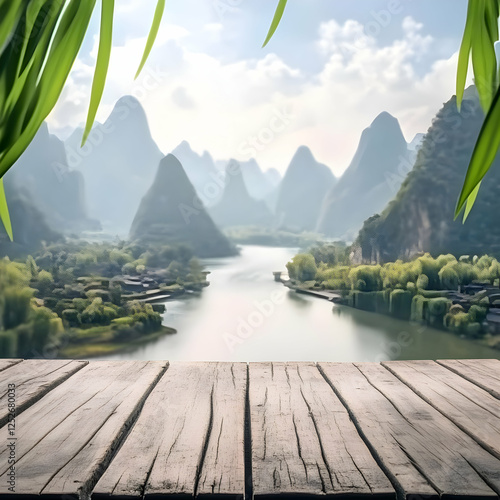 Serene River Landscape Illu...
