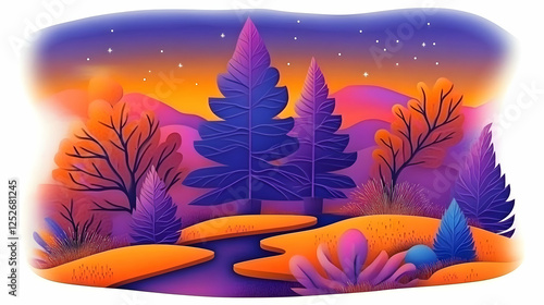 Vibrant Sunset Landscape Il...