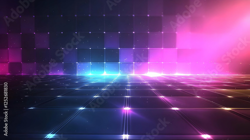 Abstract Glowing Grid Backg...