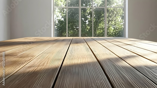 Sunlit Wooden Tabletop Back...