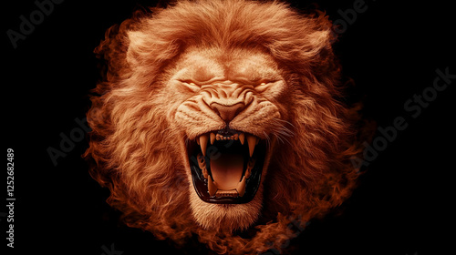 Fiery Lion 3D Illustration