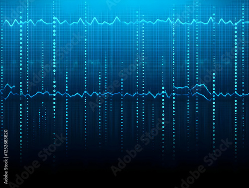 Abstract Blue Data Wave Bac...