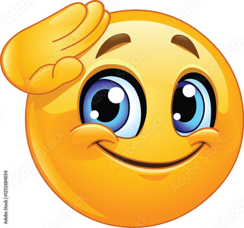 Happy Emoji Emoticon Saluting with a Cheerful Smile