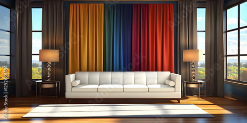 Modern Living Room 3D Illus...