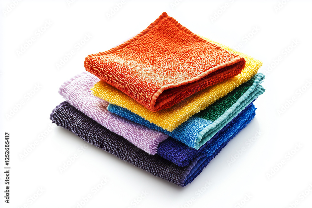 Cloth Fabric in many colors isolated on white background, Selective focus fold sack cloth on white background, Close up shot textile cloth. Cloth Fabric in many colors isolated on white background, Selective focus fold sack cloth on white background, Close up shot textile cloth.