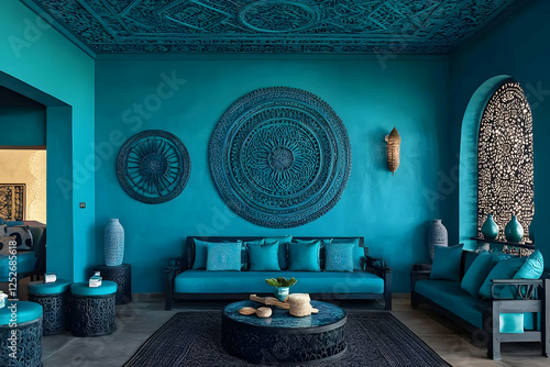 Teal Living Room Interior D...