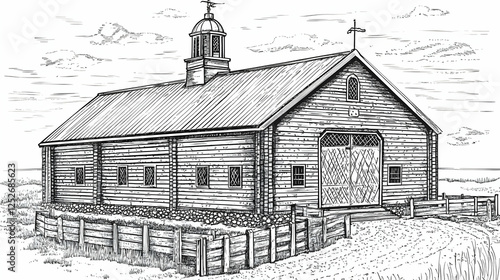 Rustic Wooden Barn Illustra...