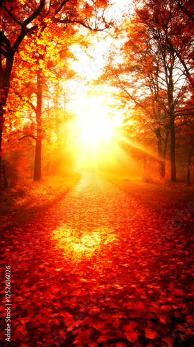 Autumn Path Sunlight Illust...