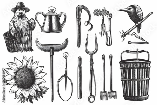 Vintage Tools Illustration:...
