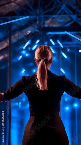 Woman Backlit Blue Abstract...