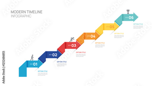 Infographics arrow symbol timeline business 6 steps to success template. vector illustration.
