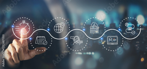 Obraz na płótnie Customer service with AI, speed of service concept