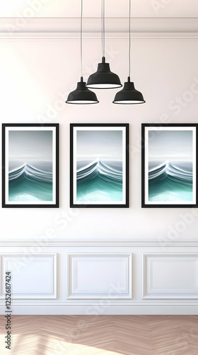 Ocean Wave Triptych 3D Illu...
