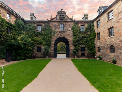 Ivy-Covered Castle Courtyar...