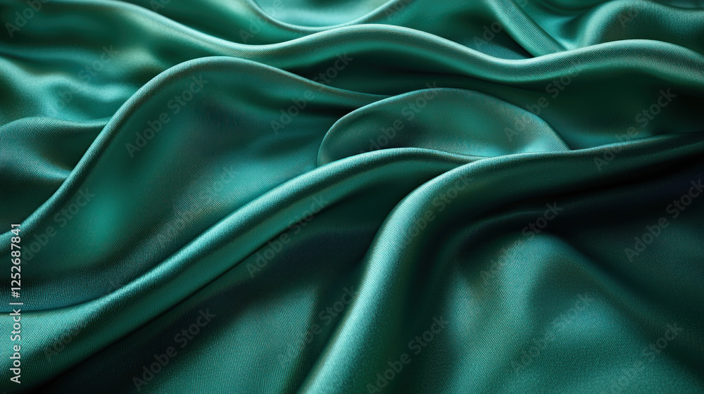 Obraz premium Teal silk fabric draped background for luxury or fashion designs
