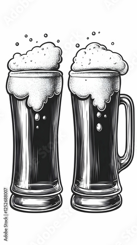 Two Beer Glasses Illustration