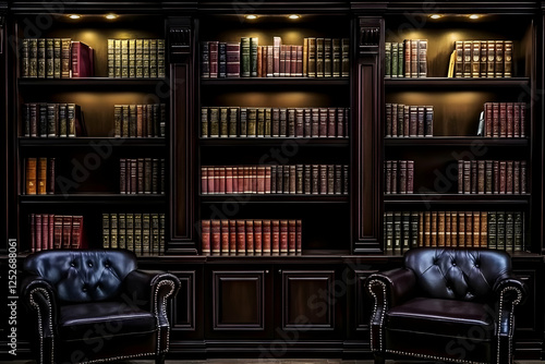 Dark Wooden Bookcase with L...
