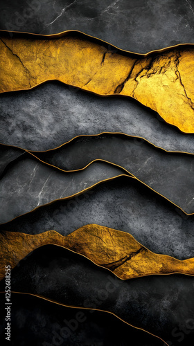 Abstract Gold Black Marble ...