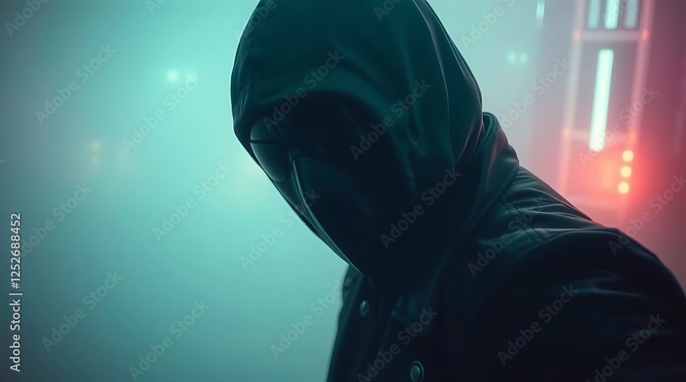 Sleek Cyberpunk Assassin in Neon-Lit Cityscape Sleek Cyberpunk Assassin in Neon-Lit Cityscape