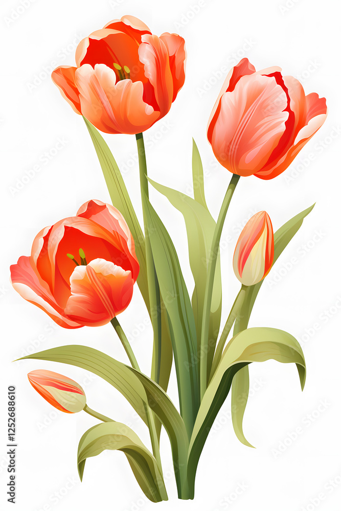 Fototapeta premium Digital tulip flower pattern abstract graphic poster background