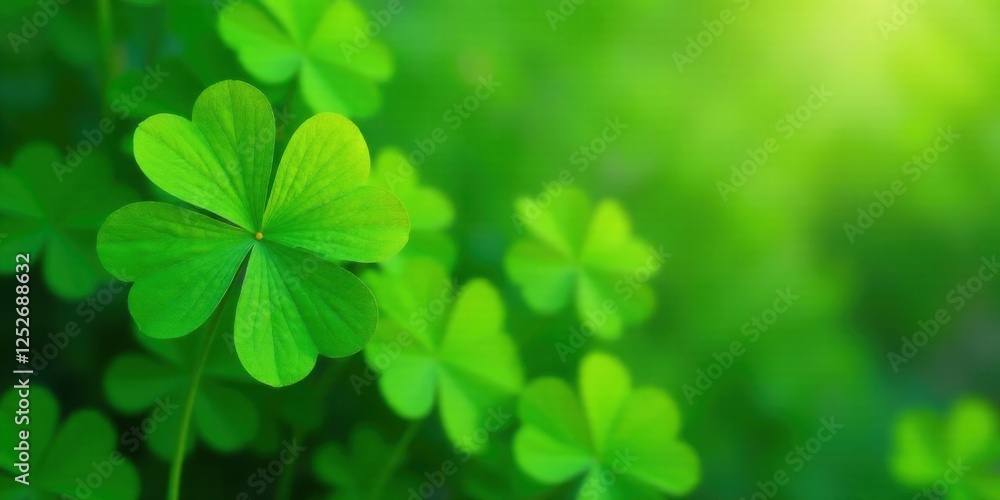 Naklejka premium Vibrant Green Clover Leaves in a Lush Natural Setting, Representing Growth, Renewal, and the Beauty of Springtime