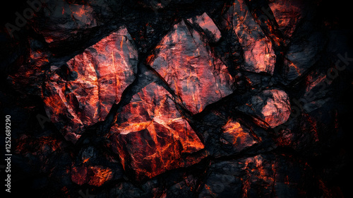 Glowing Lava Rock 3D Illust...