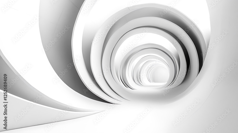 Abstract architectural interior, spiral hallway, light and white. Possible use for Architectural design inspiration Abstract architectural interior, spiral hallway, light and white. Possible use for Architectural design inspiration