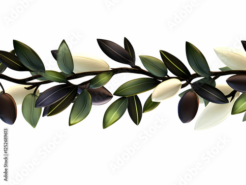3D Render Olive Branch Illu...