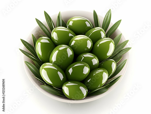 Green Olives Bowl 3D Render