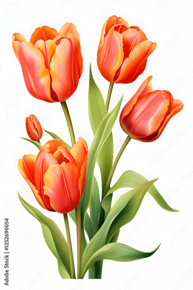 Obraz premium Digital tulip flower pattern abstract graphic poster background