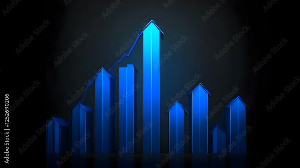 Ascending Blue 3D Arrows Graphic Ascending Blue 3D Arrows Graphic