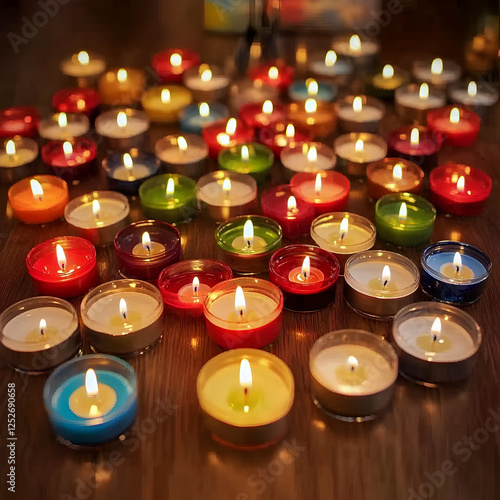 Colorful Burning Candles, R...