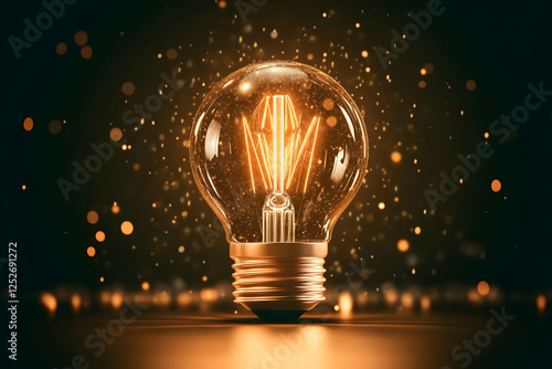 Glowing Lightbulb 3D Illust...