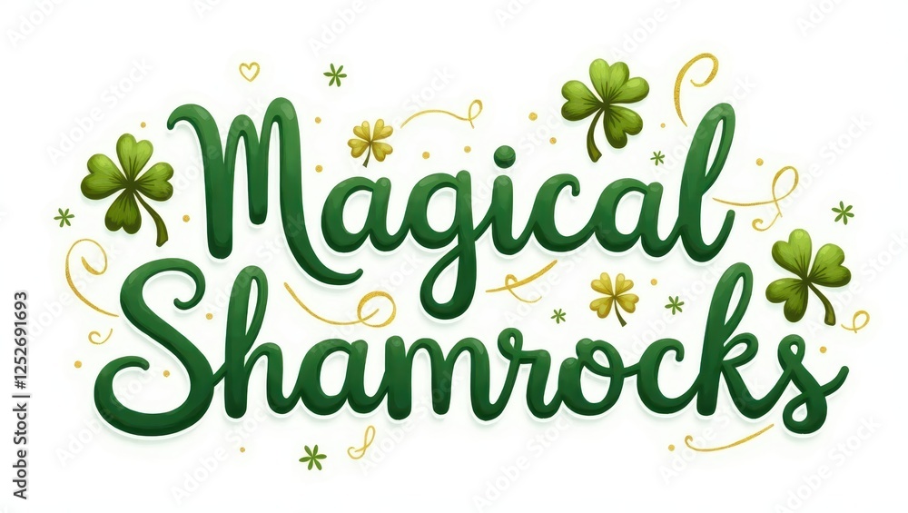 Fototapeta premium Magical Shamrocks Festive St Patrick s Day Design with Green Clover Leaves