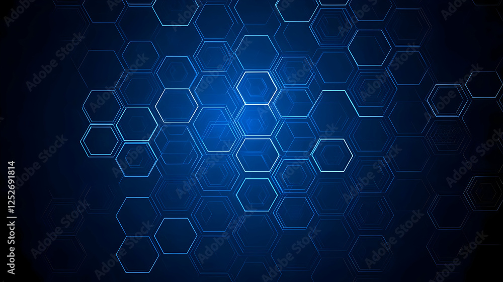Obraz premium Abstract Hexagon Network Blue Background Illustration