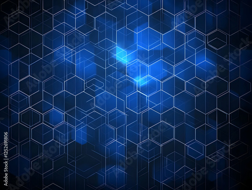 Abstract Blue Hexagon Grid ...