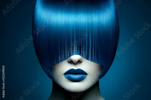 Blue Bob Hair Illustration