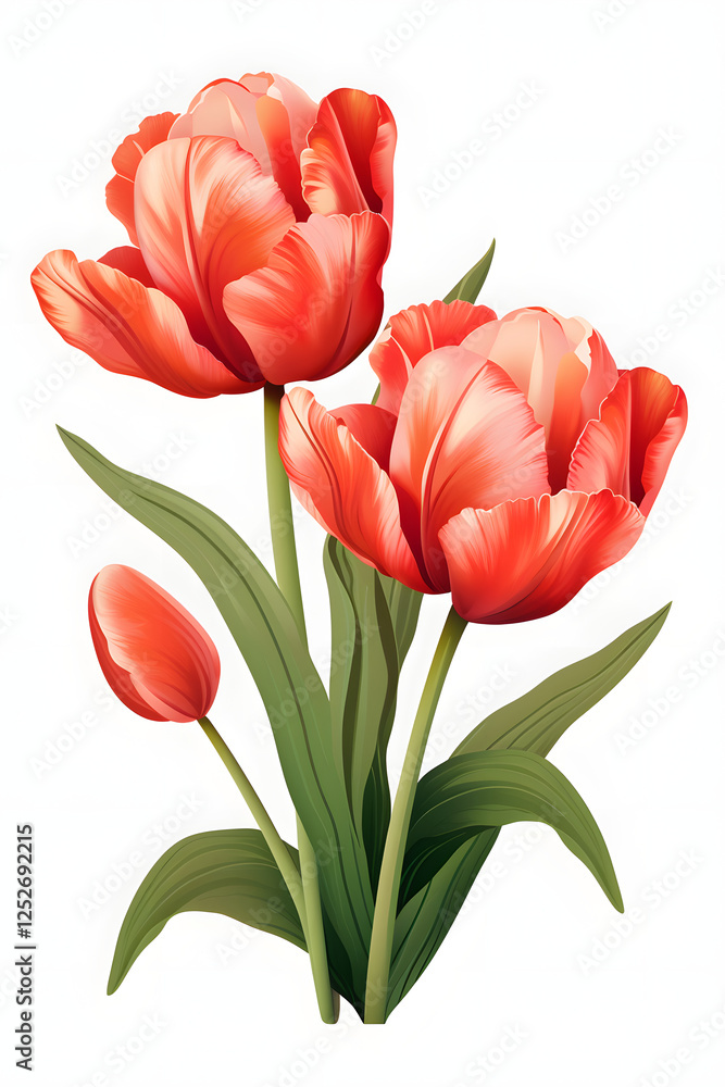 Fototapeta premium Digital tulip flower pattern abstract graphic poster background