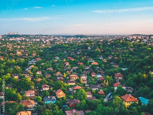 Aerial Suburban Houses View...