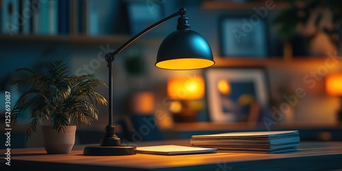 Wallpaper Mural Warm Evening Glow: Desk Lamp Illuminates Cozy Reading Nook Torontodigital.ca